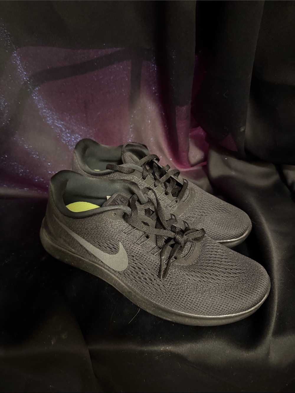 Nike WOMENS Black Athletic Shoes with Gray Swoosh
